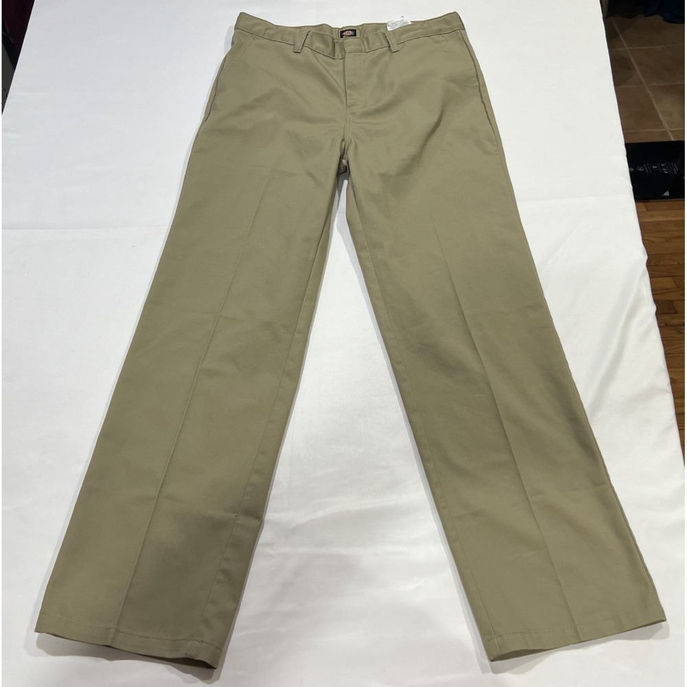 Dickies Flat Front Pants Boys 18 Husky Tan Classic Fit Straight Leg